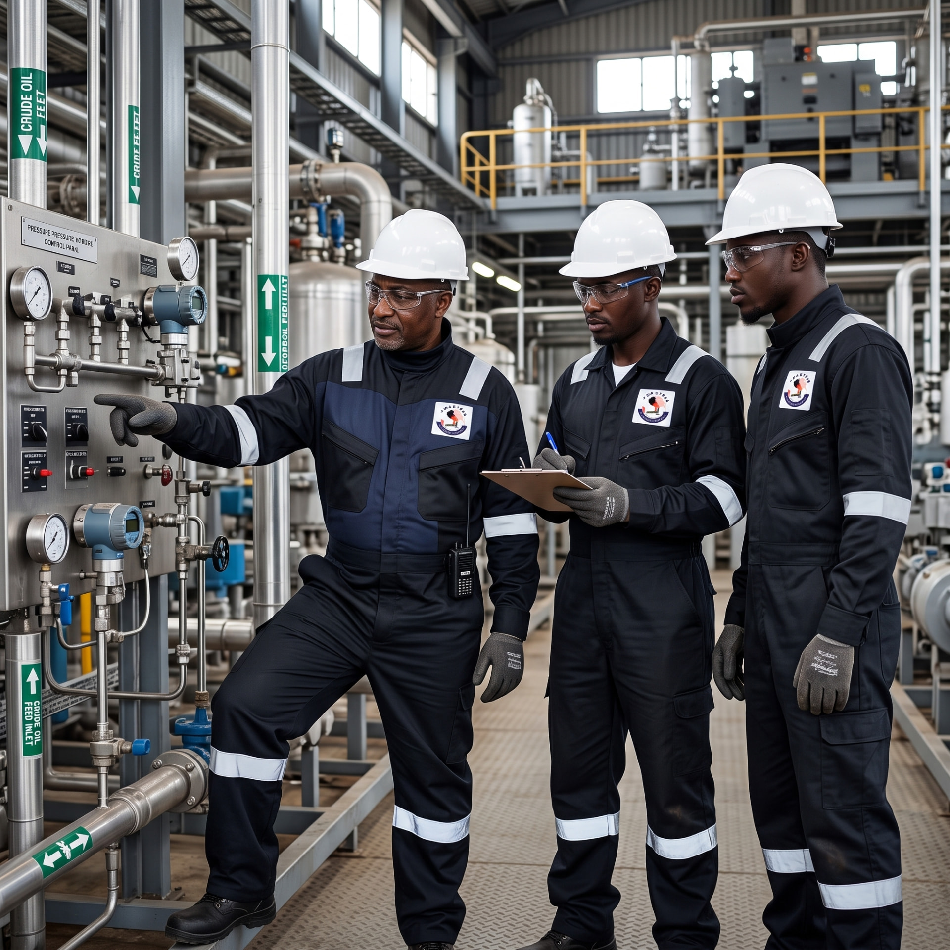 Jaletan trainees learning control panel operations at a process facility
