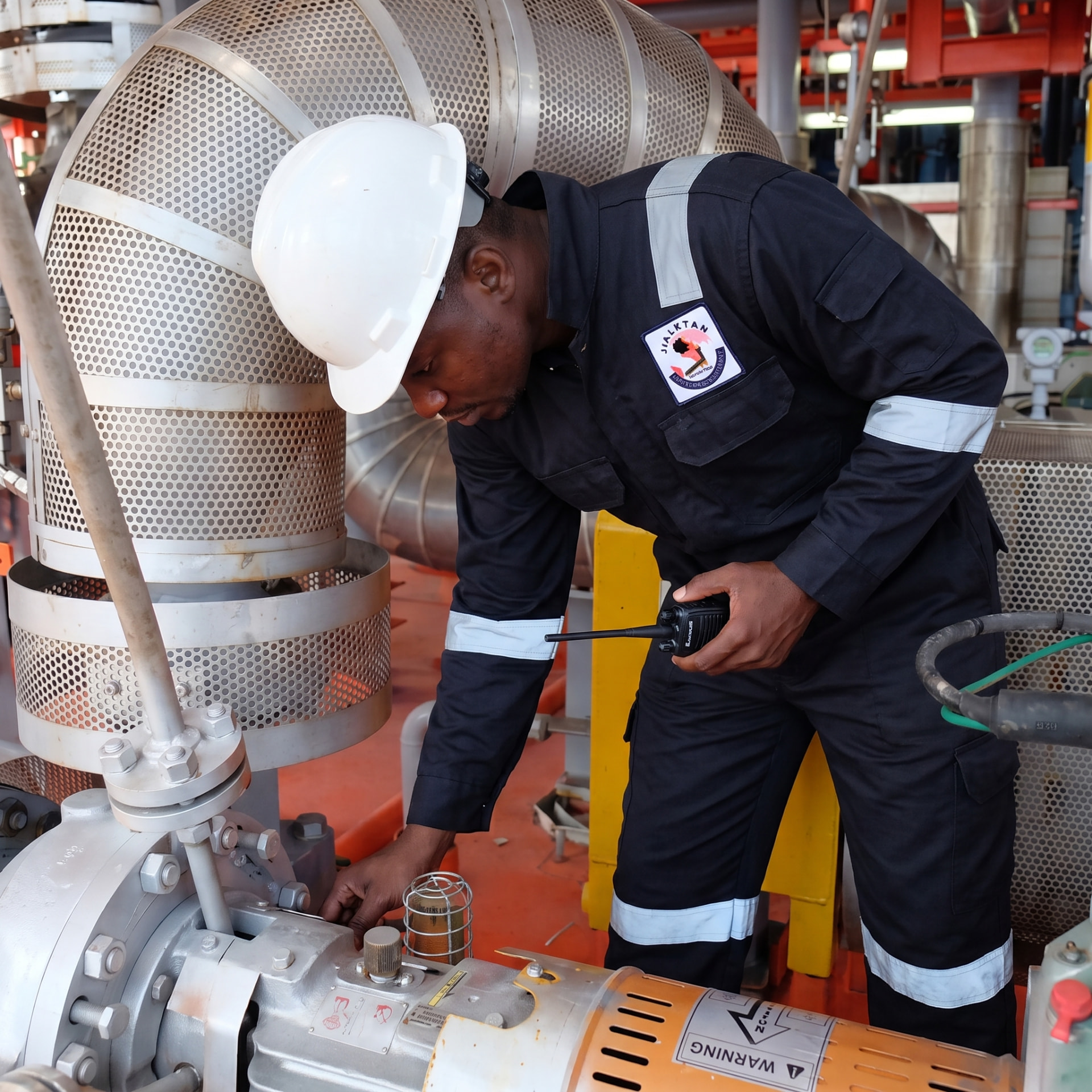 Jaletan technician servicing a process pump package