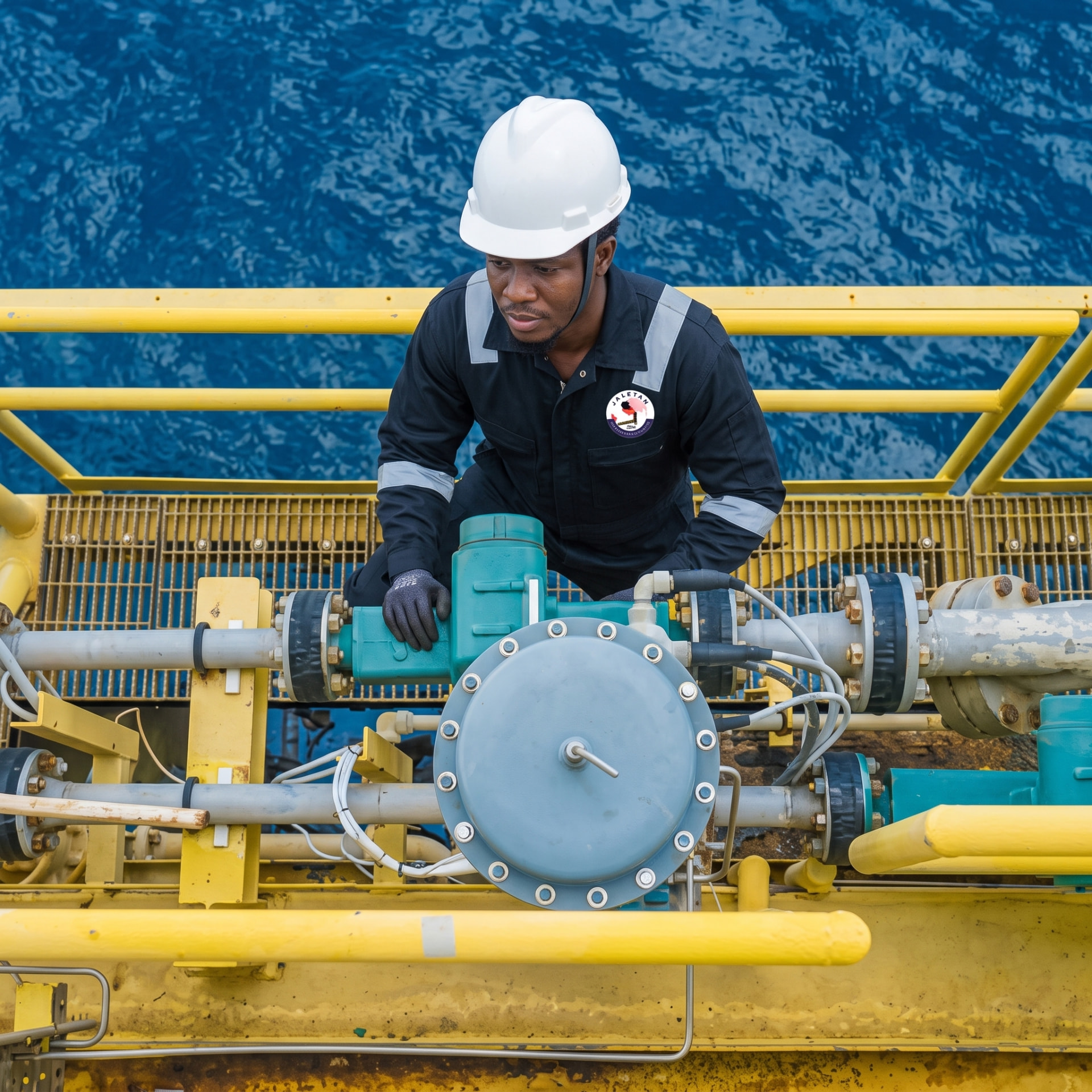 Jaletan technician supervising marine construction activities